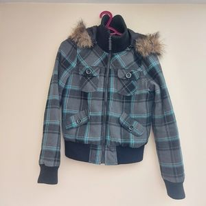 Garage plaid bomber winter jacket size M